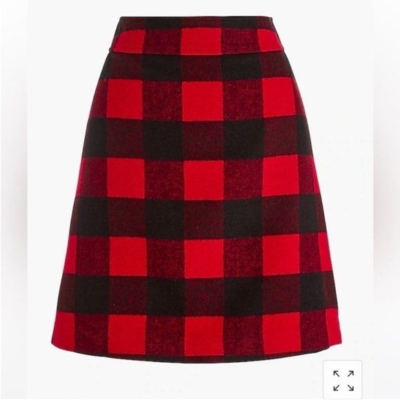 NWT J. Crew Skirt Buffalo Plaid Red Black Wool A Line Holiday Knit Sweater Boot - Picture 2 of 10